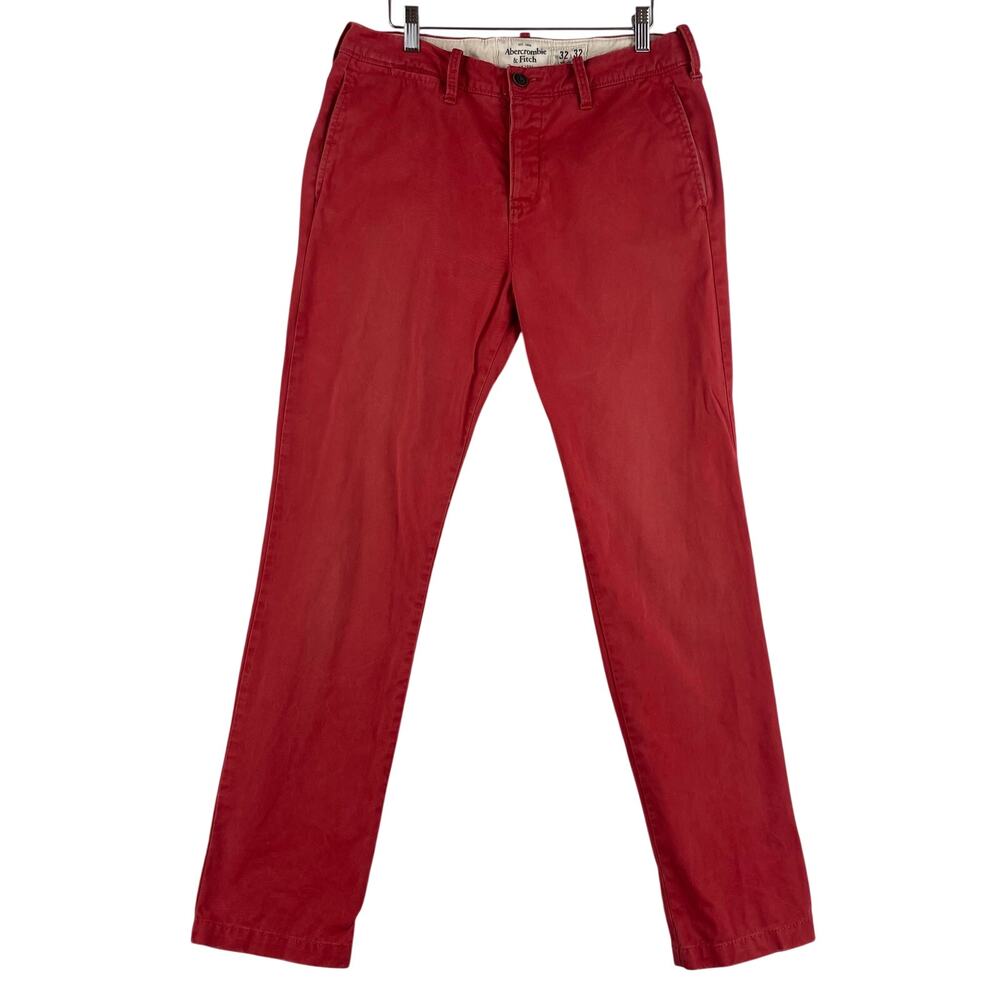 Vintage Y2K Abercrombie & Fitch Mens Chino Pants 32x32 Washed Red Button Fly